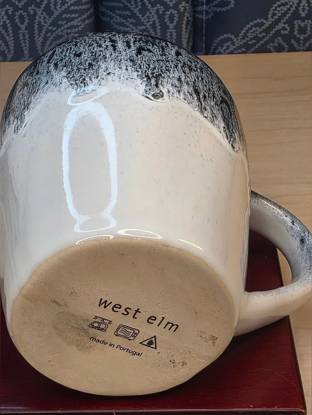 West Elm Reactive Drip Glaze Stoneware Blue/White Mug Made in Portugal